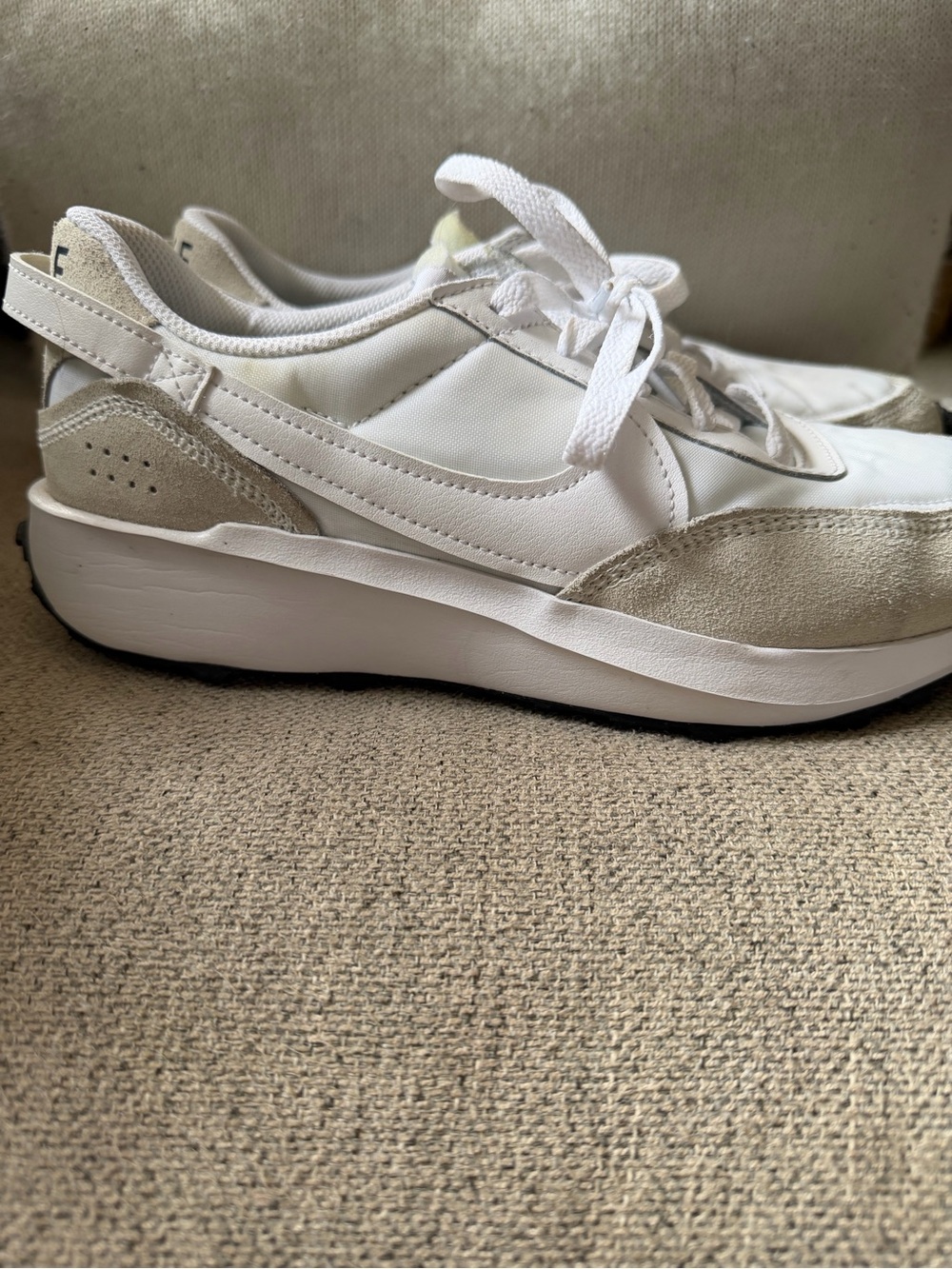 Nike Women's White and Beige Platform Sneakers